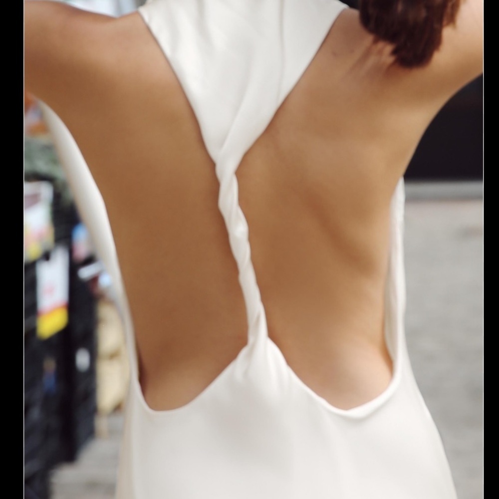 Zara Cream Midi Slip Dress with Open Back - Picture 5 of 9
